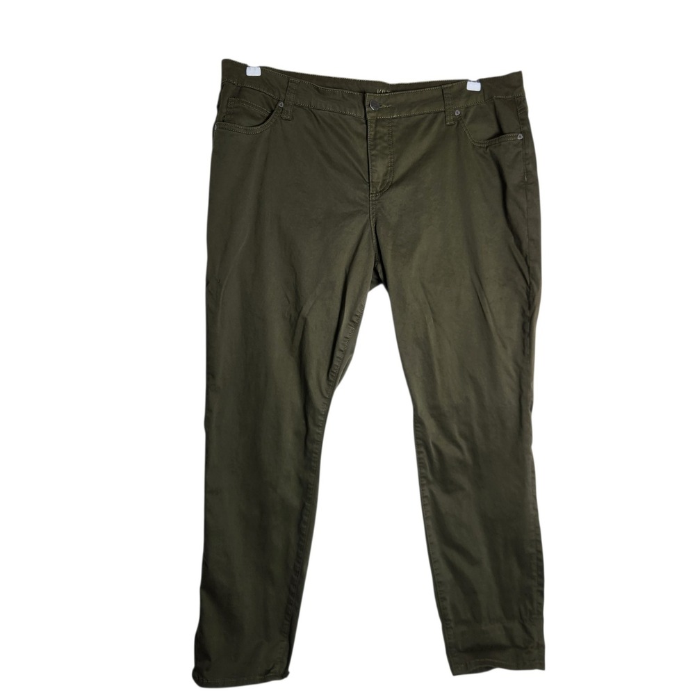 Kut from the Kloth Catherine Boyfriend Olive Green Pants 16W Stretch Cotton